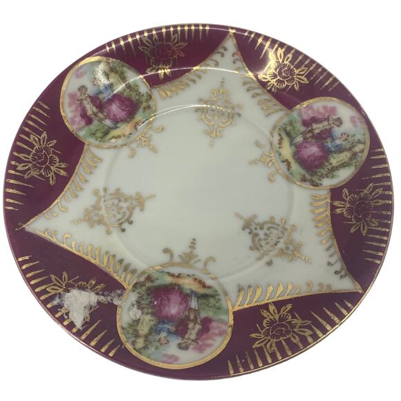 Royal Other - vintage Royal Sealy China Japan rare couple art gold trim bread dessert plate